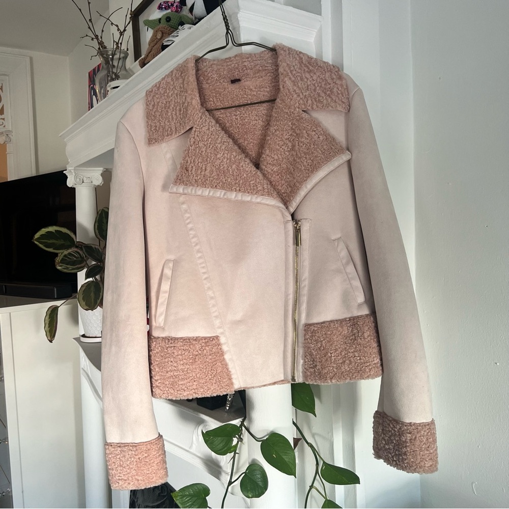Johnston & Murphy Pink Suede & Shearling Coat